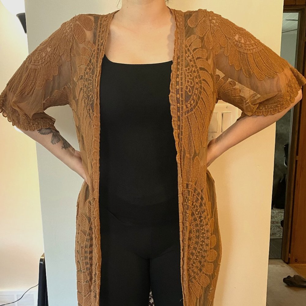 Rebellion Again Rust Lace Cover Up Size Medium